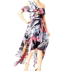 Vince Camuto High Low tropical dress size 10